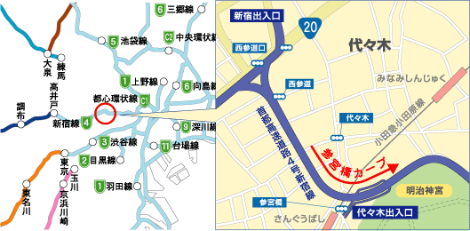 参宮橋付近実験場所地図